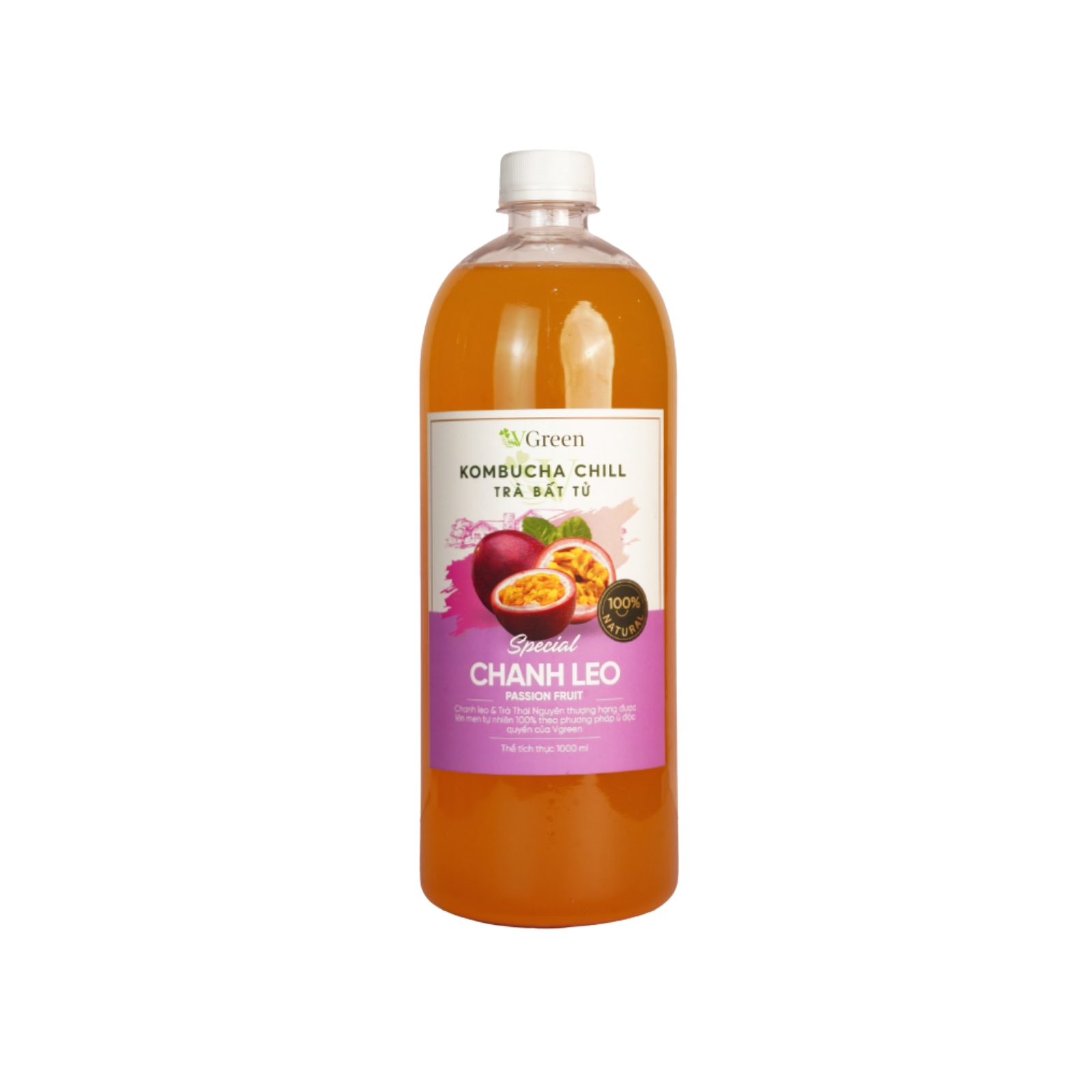 Vkombucha chill vị chanh leo chai 1000ml