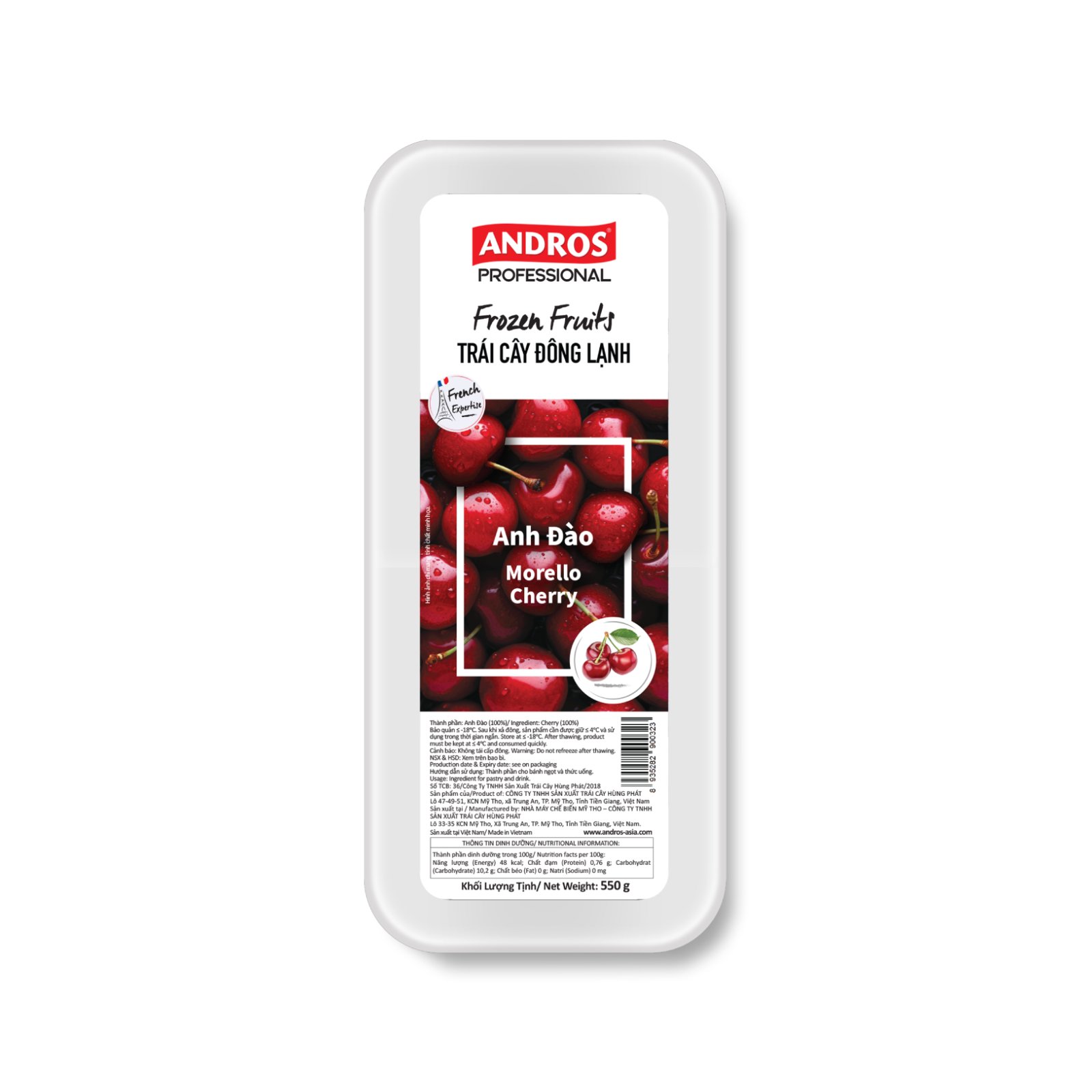 Trái cây đông lạnh Andros Anh đào cherry 550g
