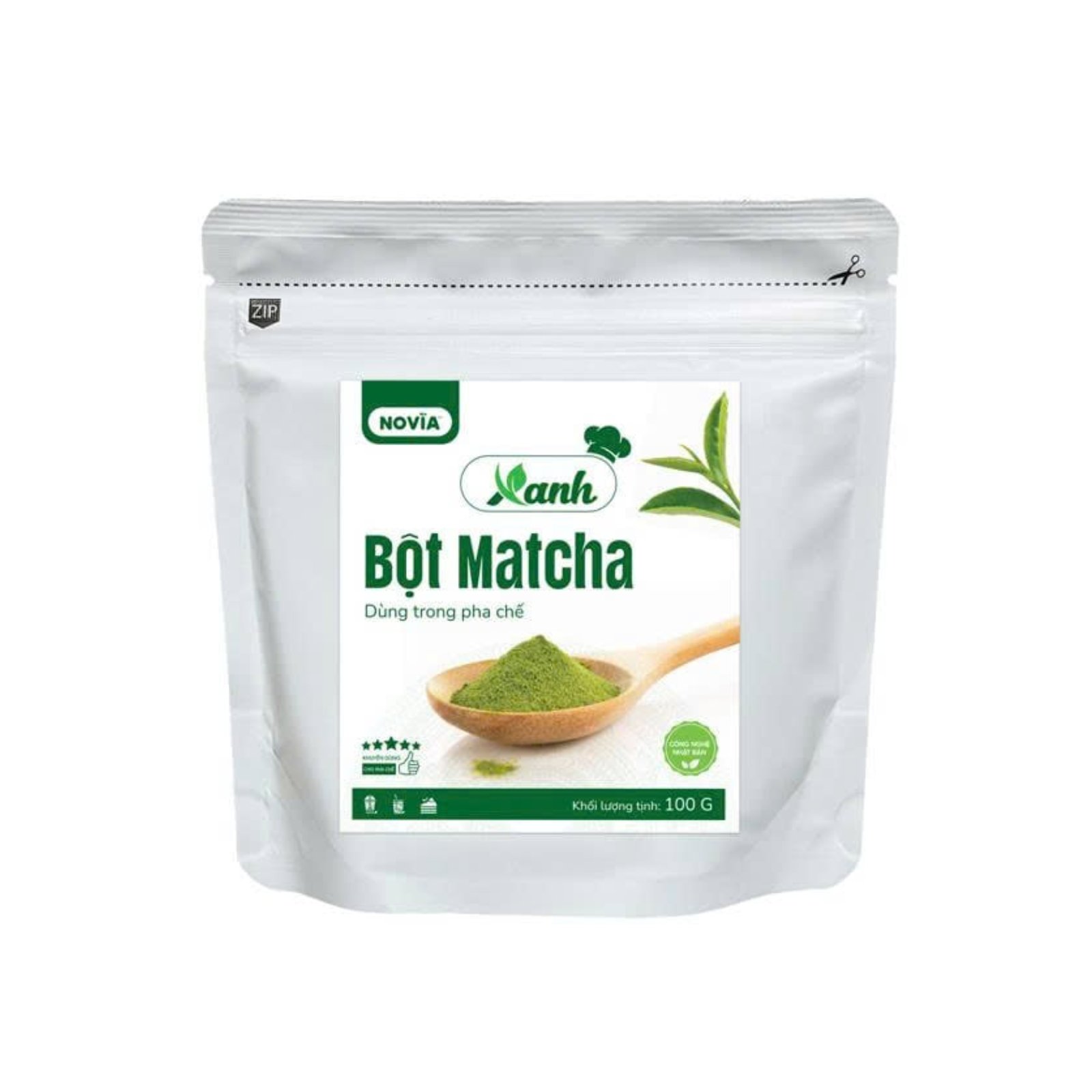 Bột Matcha xanh NOVIA 100g - nguyên liệu pha chế giá sỉ tại HUBA Mart Hà Nội