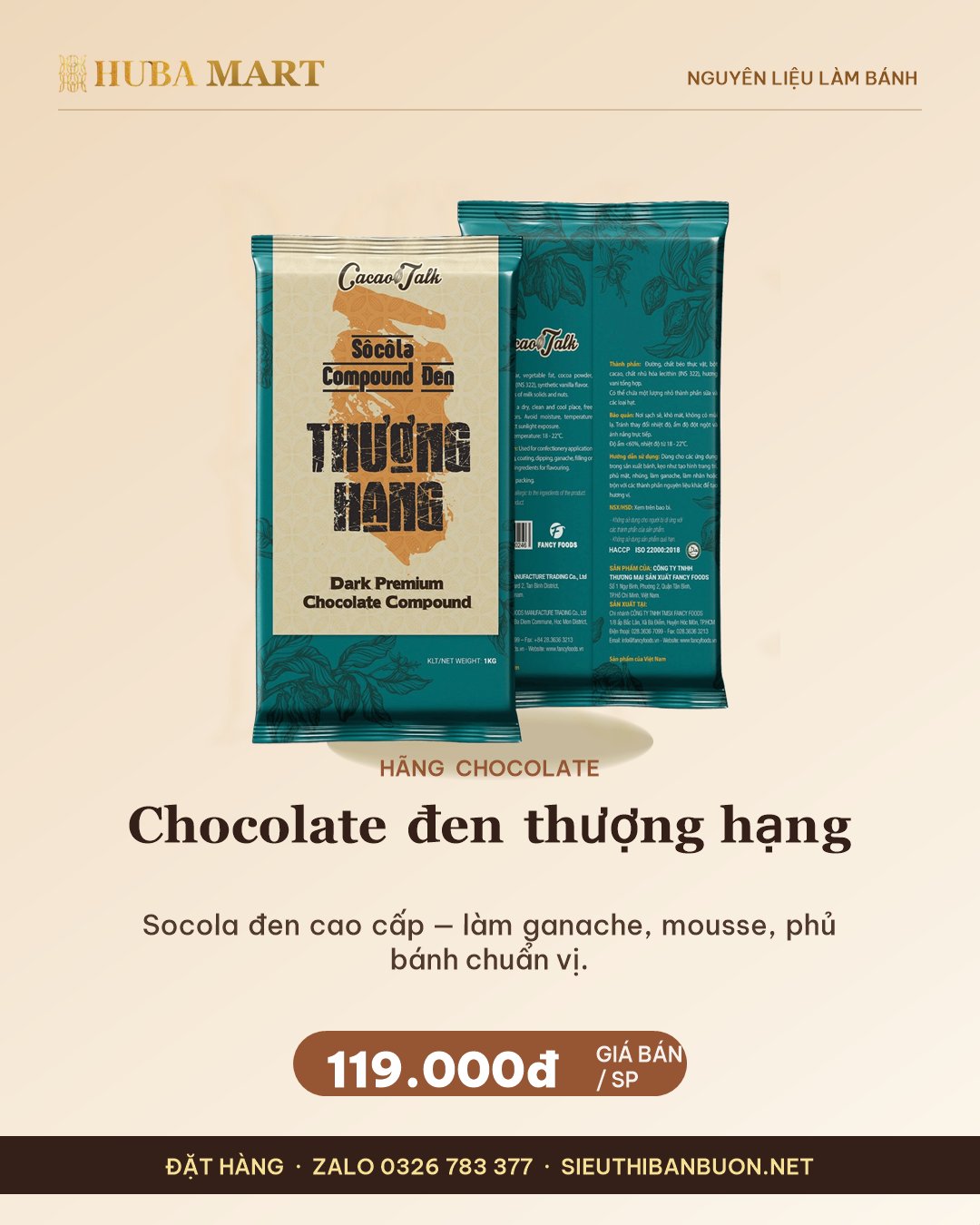 Thẻ Chocolate đen thượng hạng — HUBA Mart