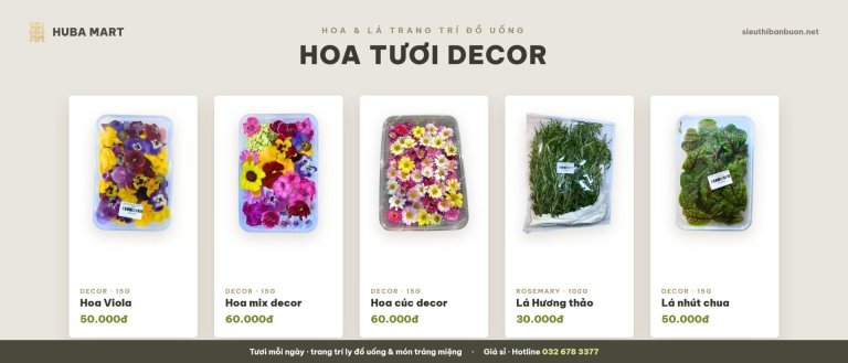 Hoa tươi decor trang trí đồ uống - HUBA Mart