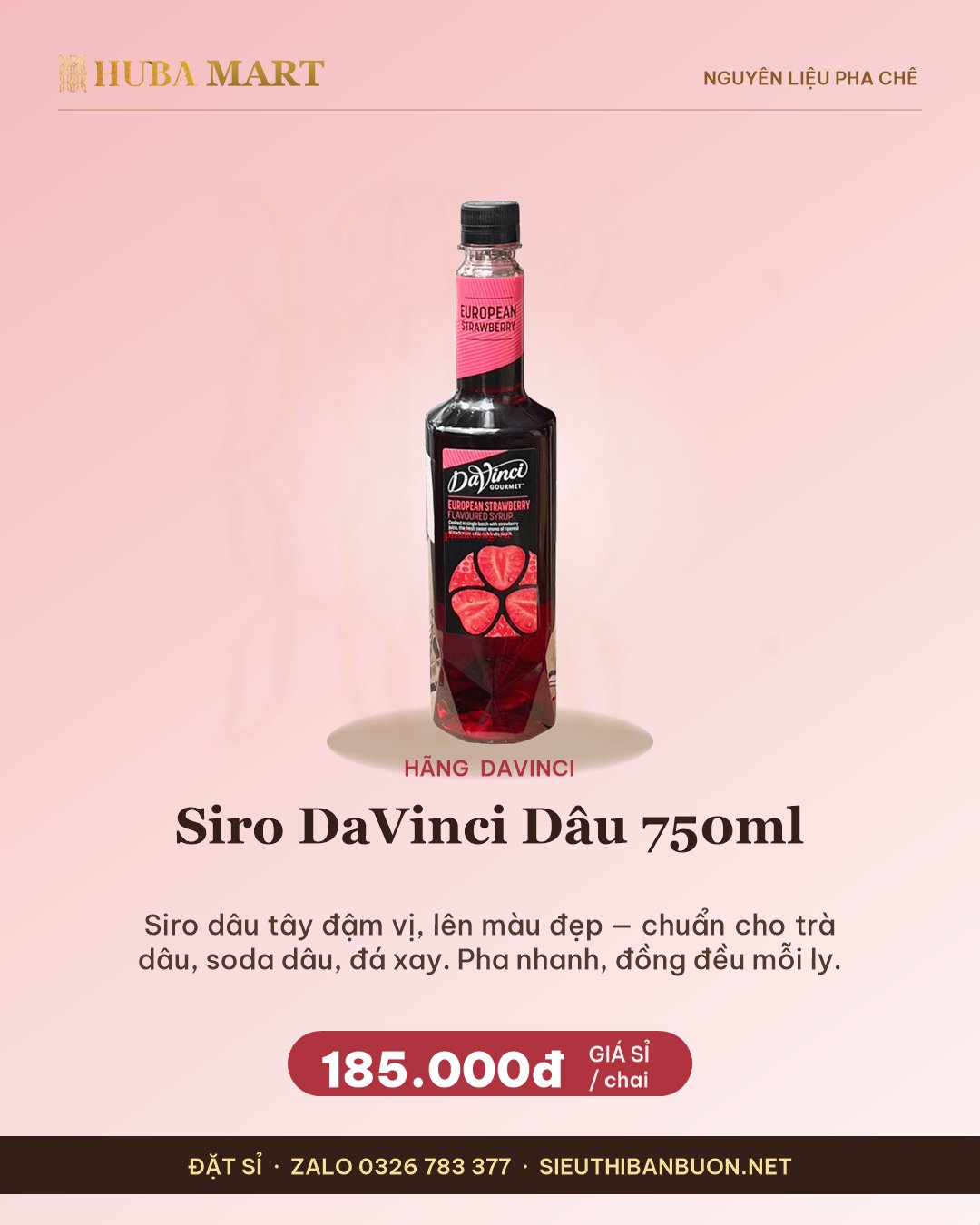 Thẻ siro DaVinci Dâu 750ml — HUBA Mart