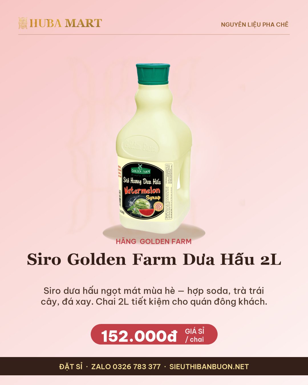 Thẻ siro Golden Farm Dưa Hấu 2L — HUBA Mart